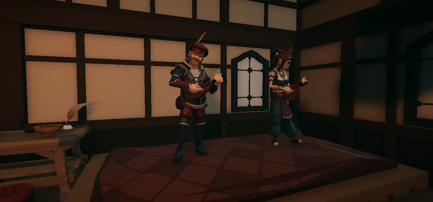 Players in tavern playing music